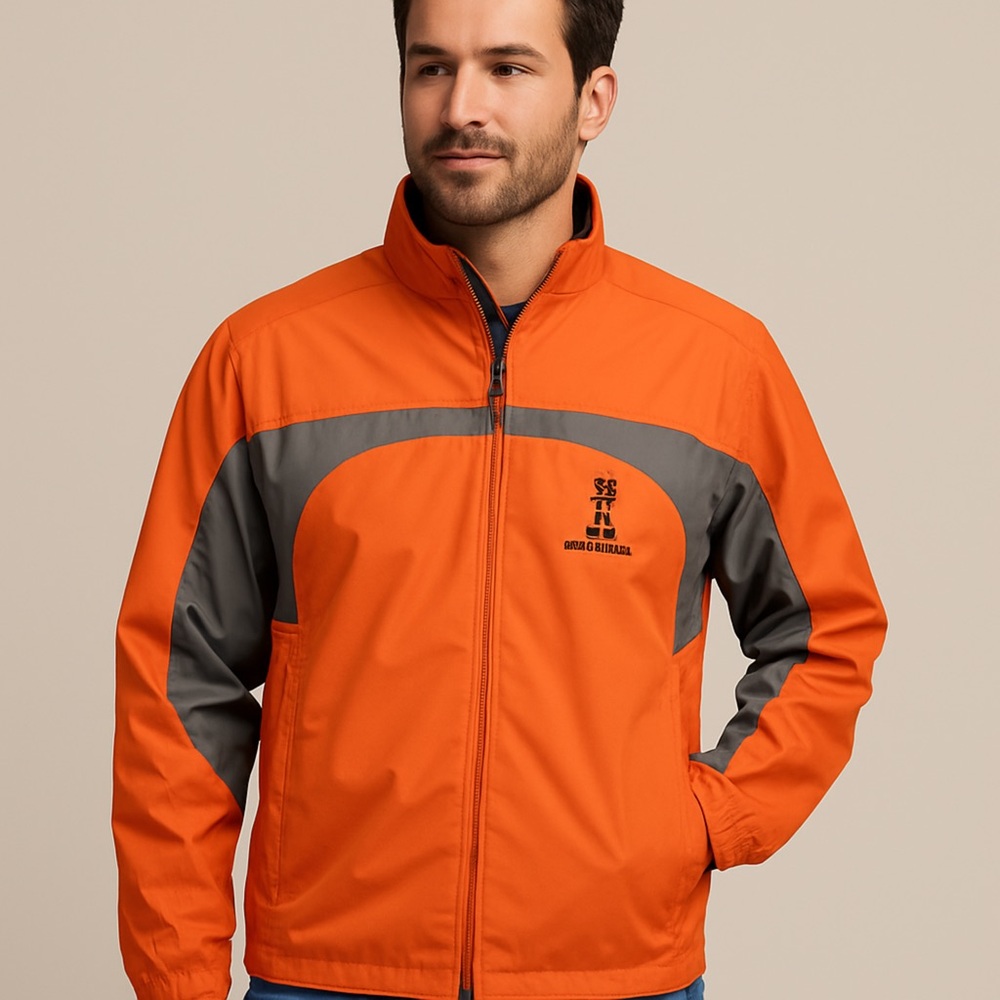 Sunice Orange and Gray Windbreaker Vail Golf Club Performance Outerwear Medium